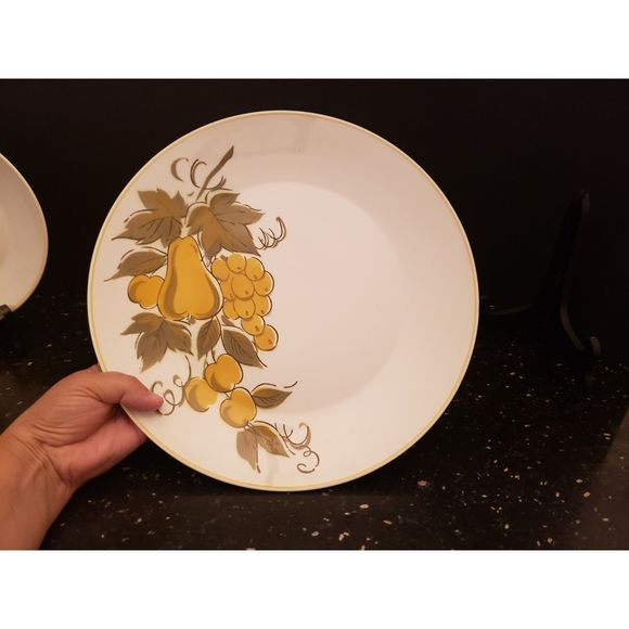Vintage MIKASA PLATTER Golden Valley Yellow Pear Grape Golden Fruit Focus-Shape - Picture 3 of 8